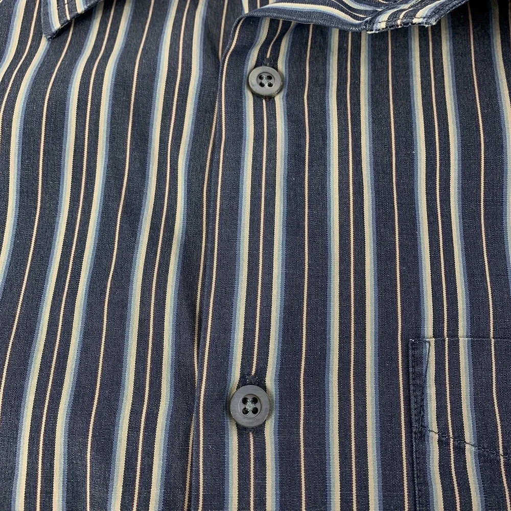 Banana Republic Men's Large Slate Blue Striped Long Sleeve Button Front Shirt